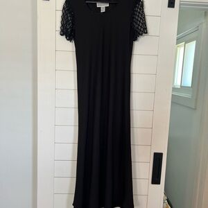 Black Bead-Sleeve Maxi Dress